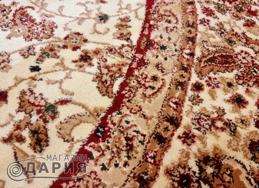 Тъкан персийски килим Blue stones 2538 cream кръг